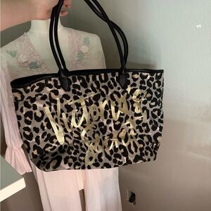 Victoria's Secret Black and Gold Leopard Tote